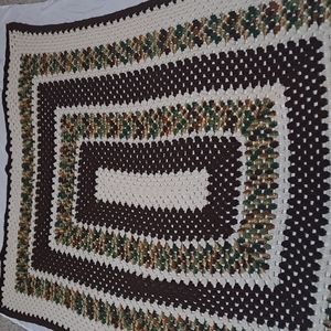 Camo Country Open Crochet Handmade Afghan Approximately Twin Size